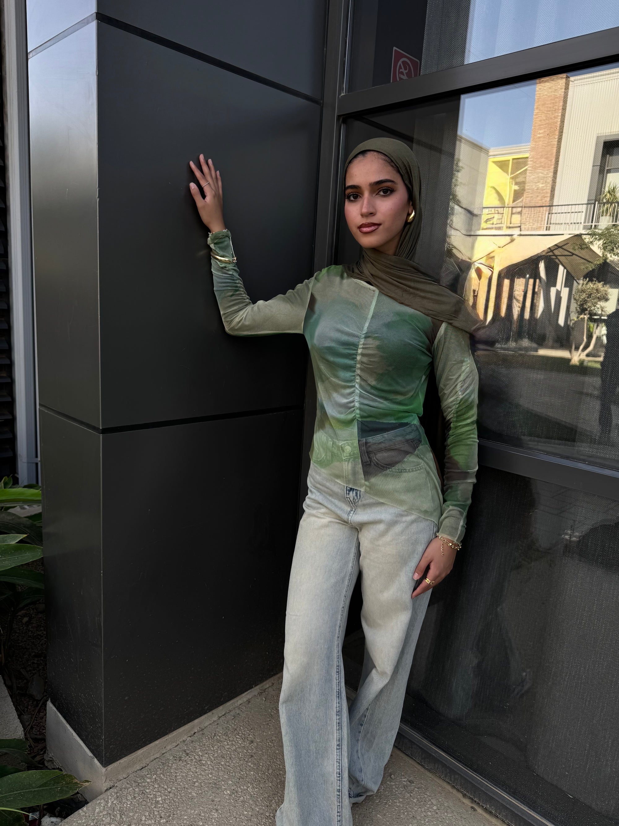 Mesh Top- Earthy green