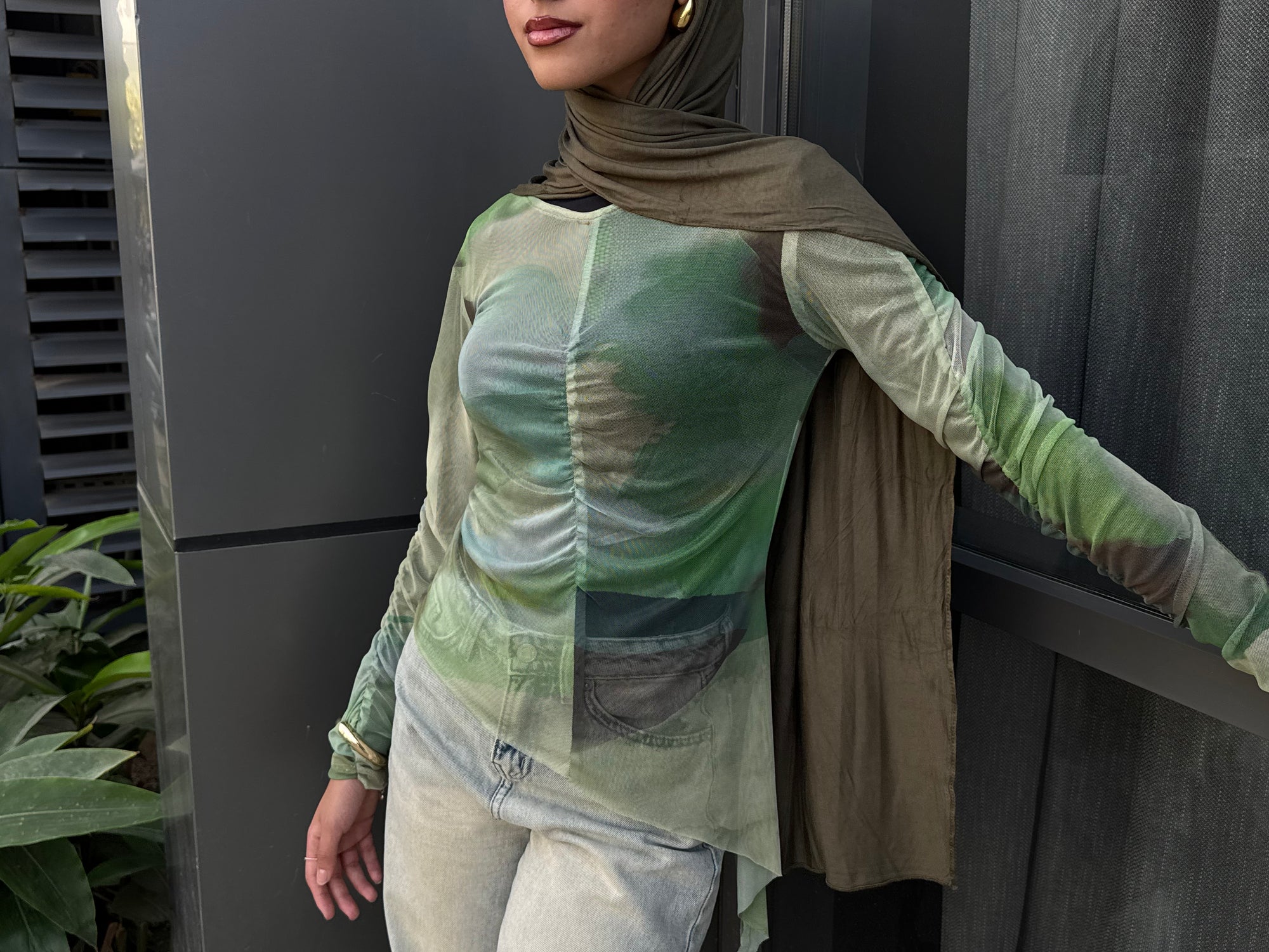 Mesh Top- Earthy green