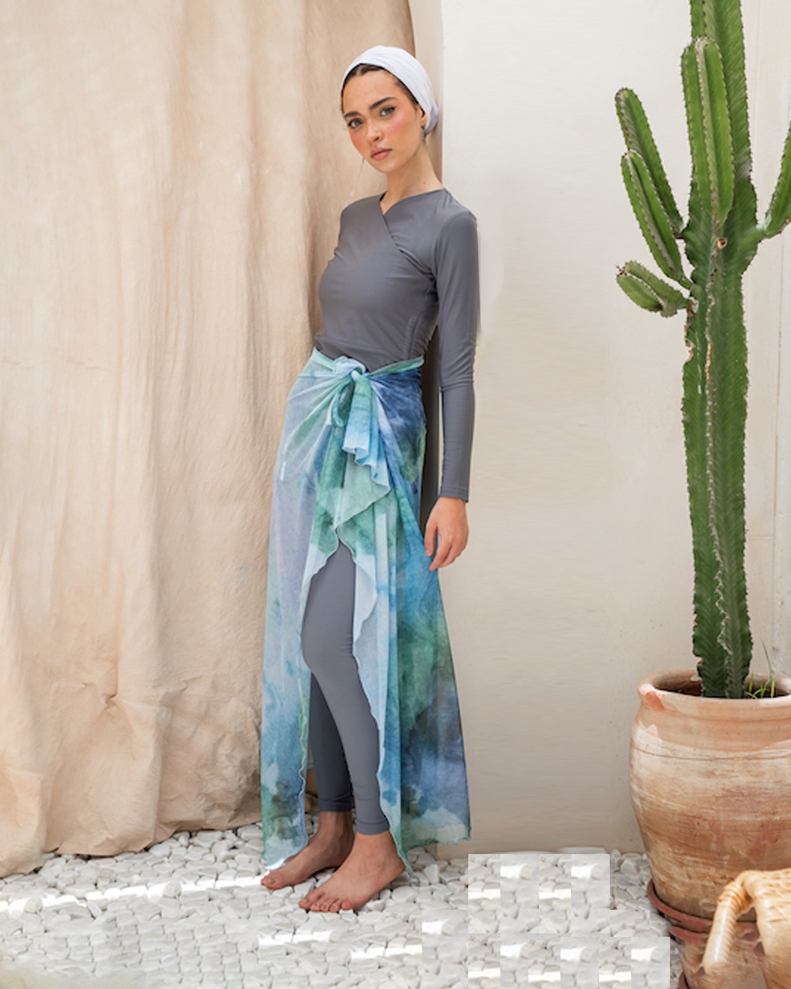 Marble Mesh Wrap - Cyan