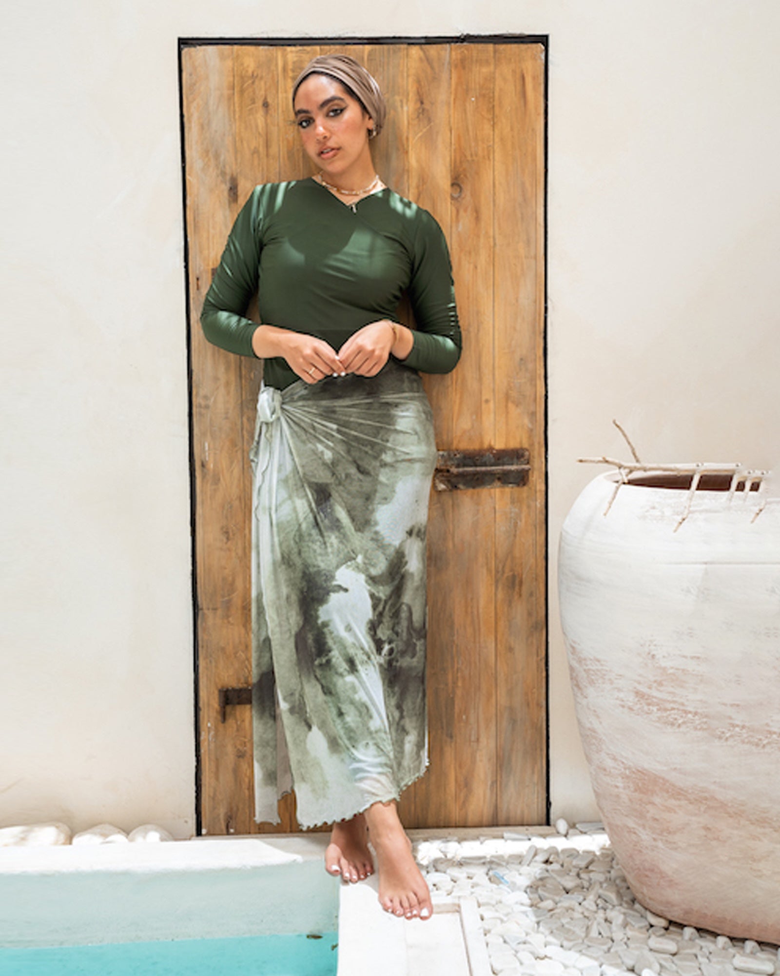 Marble Mesh Wrap - Olive Green
