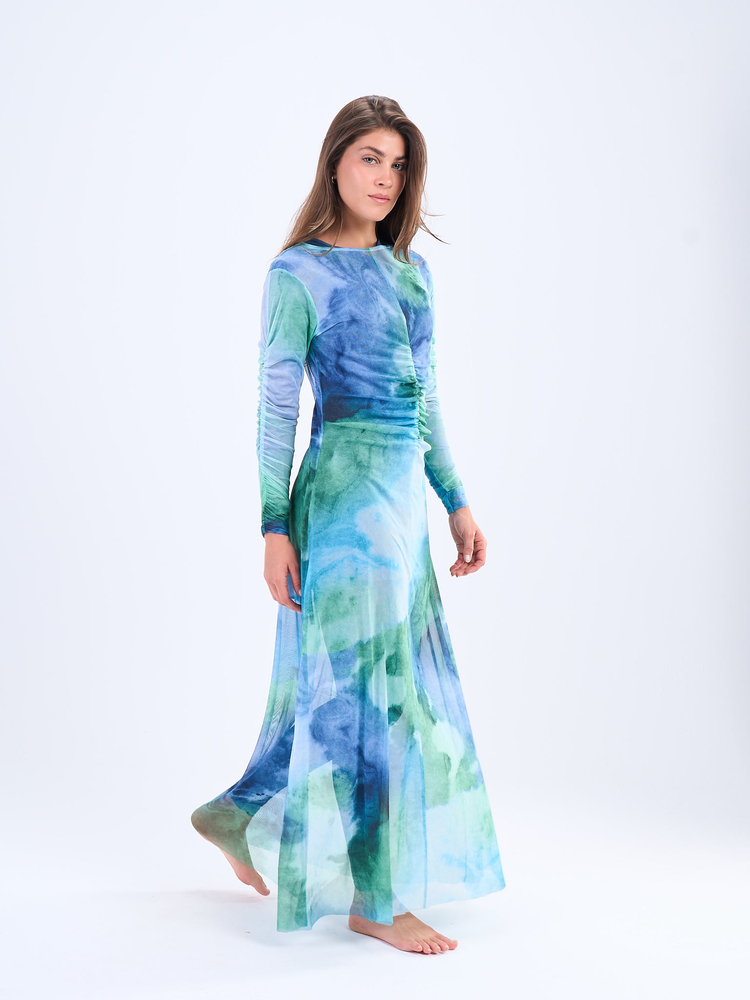 Marble Mesh Coverup - Cyan