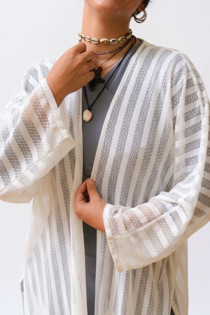 Fringed Kimono - White