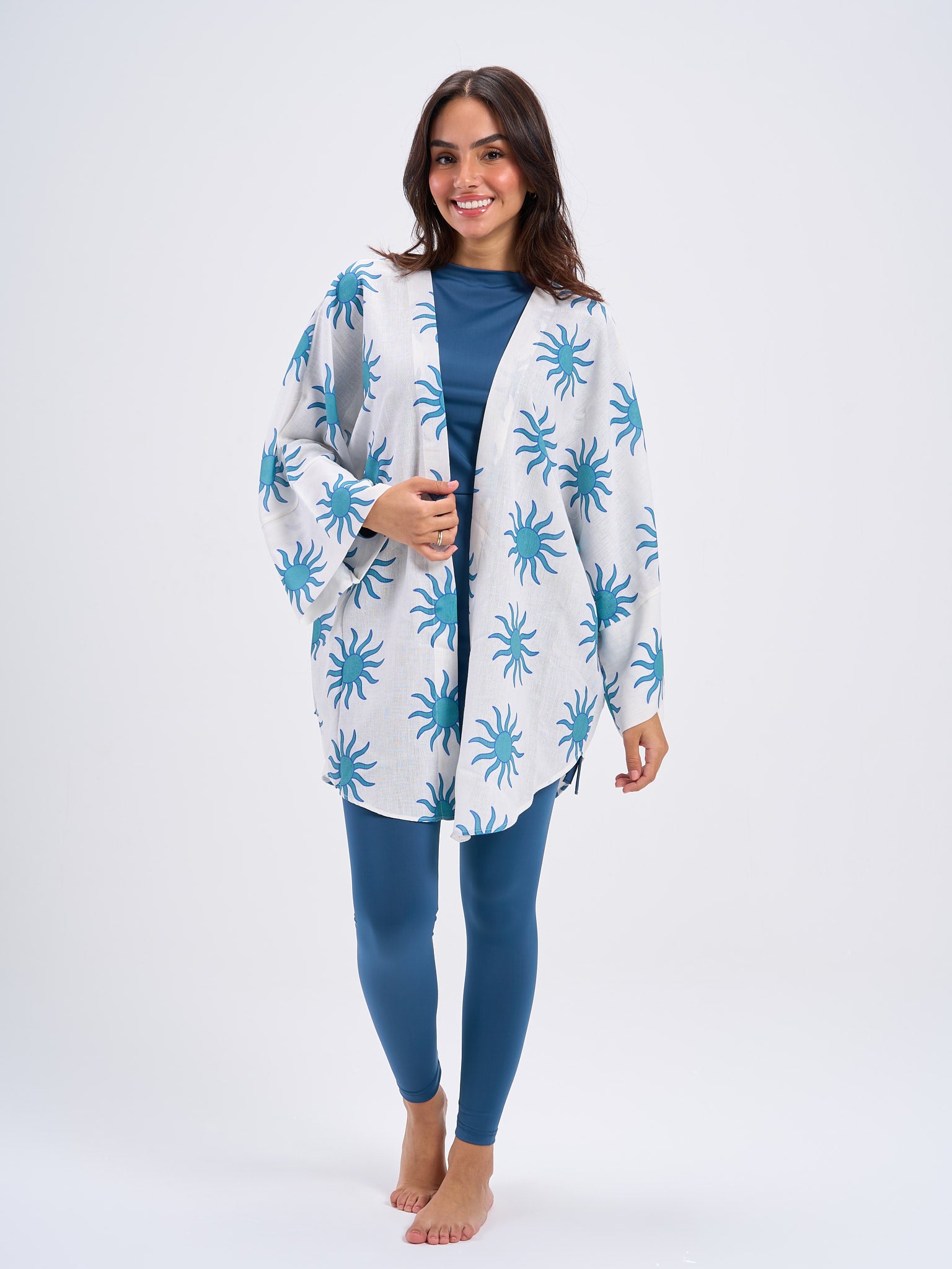 Soleil Linen Kimono - Manderin Blue