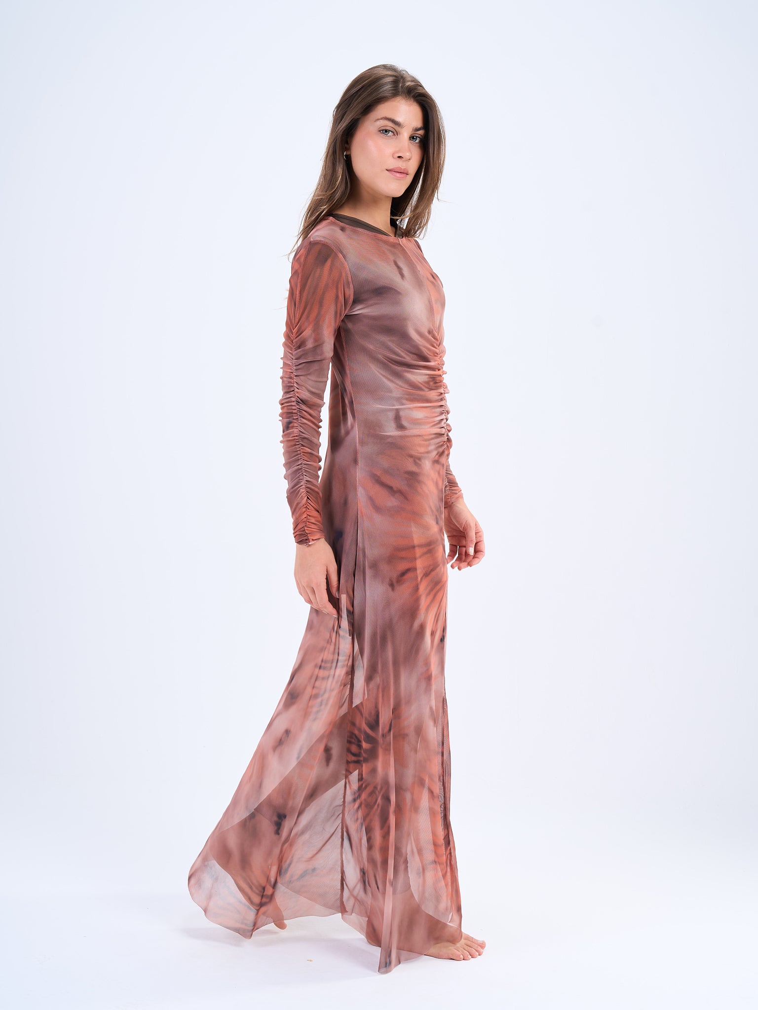 Mesh Dress Toffee Blush