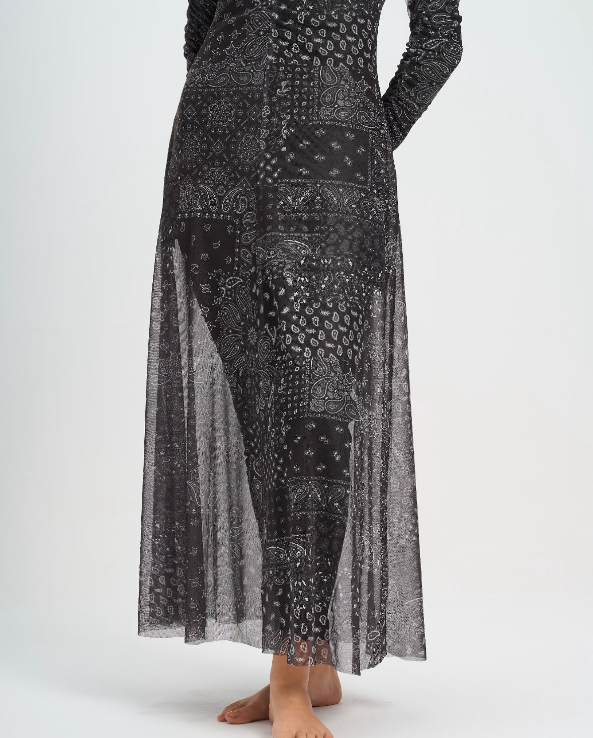 Paisley Mesh Dress - Black