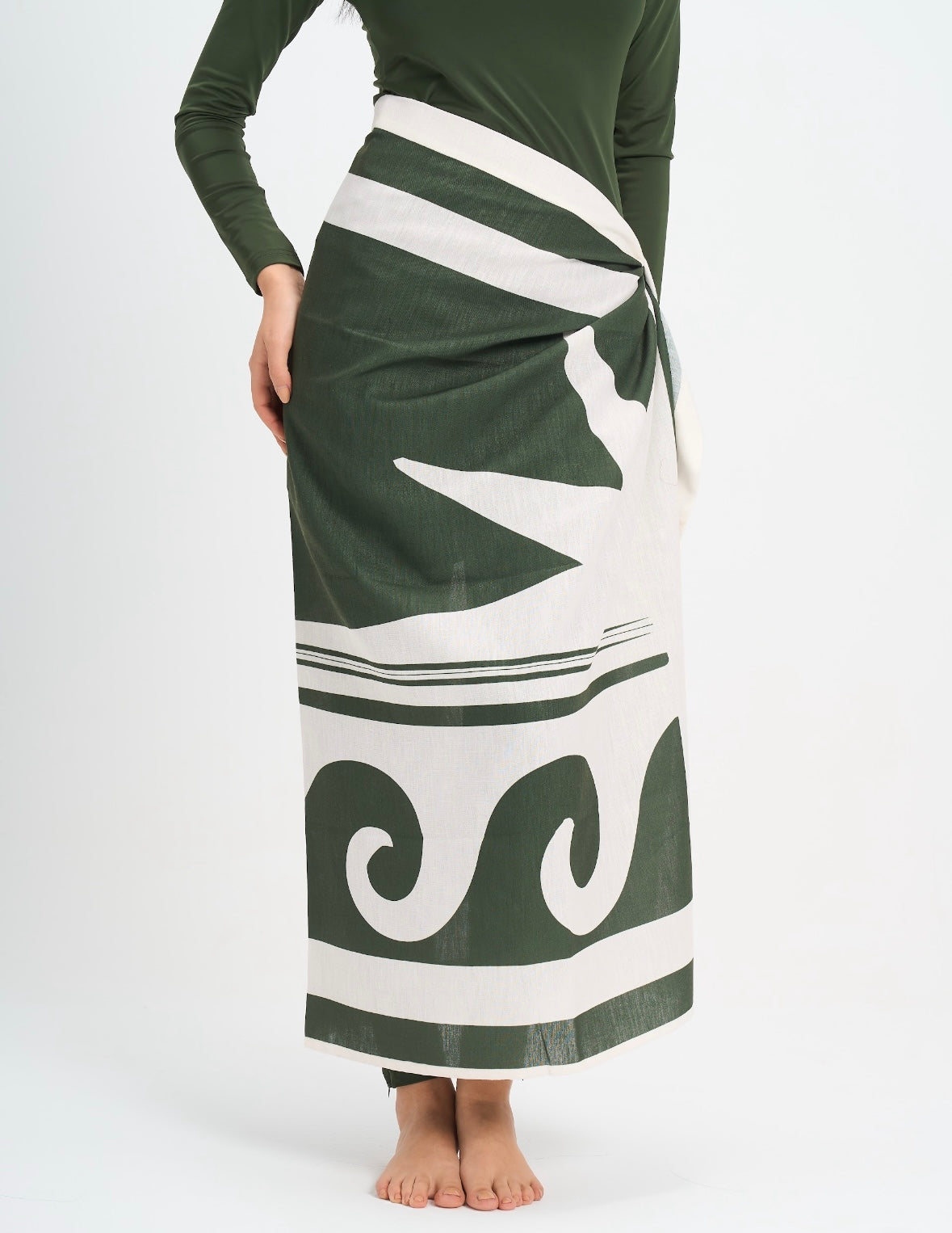 Linen Pareo - Olive Green