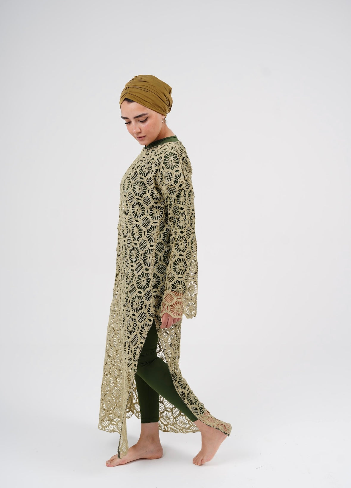 Crochet Dress - Pale olive