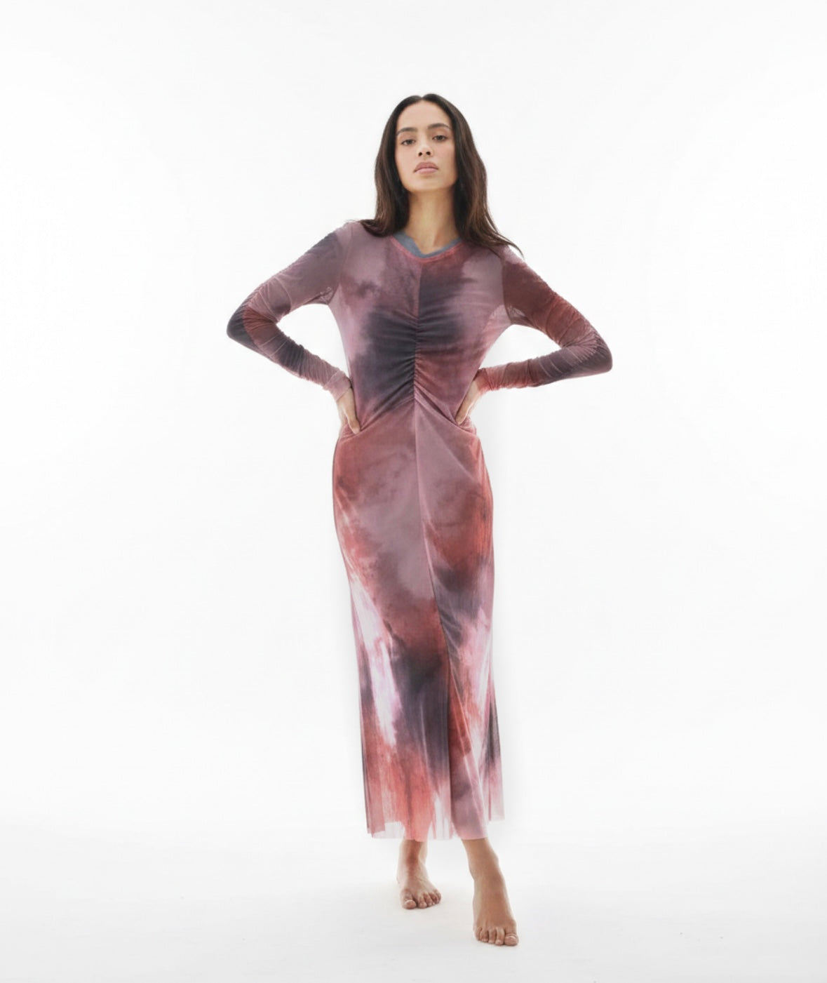 Marble Mesh Coverup - Coral