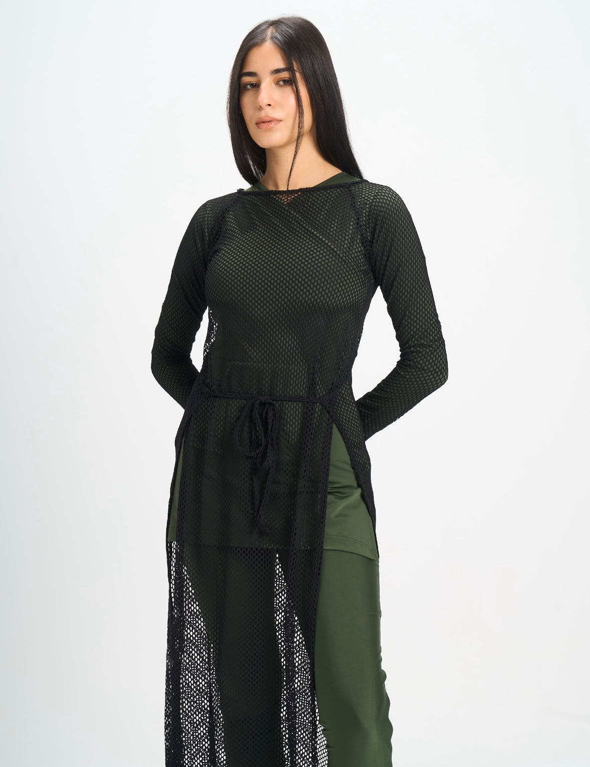 Black Wrap Net Dress