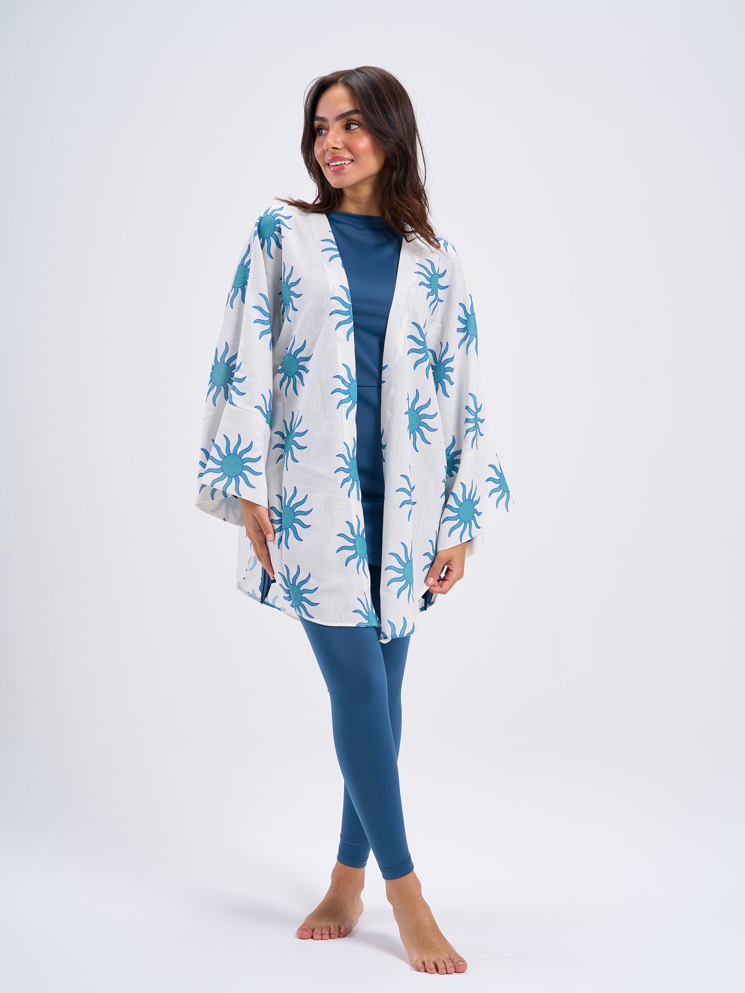Soleil Linen Kimono - Manderin Blue