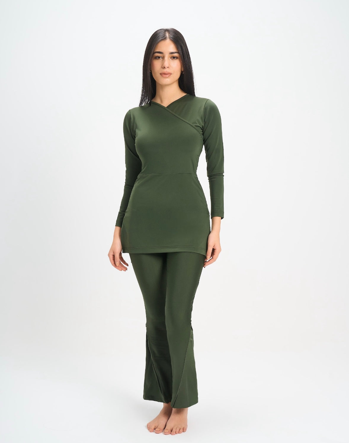 Croise Swim Top - Olive Green