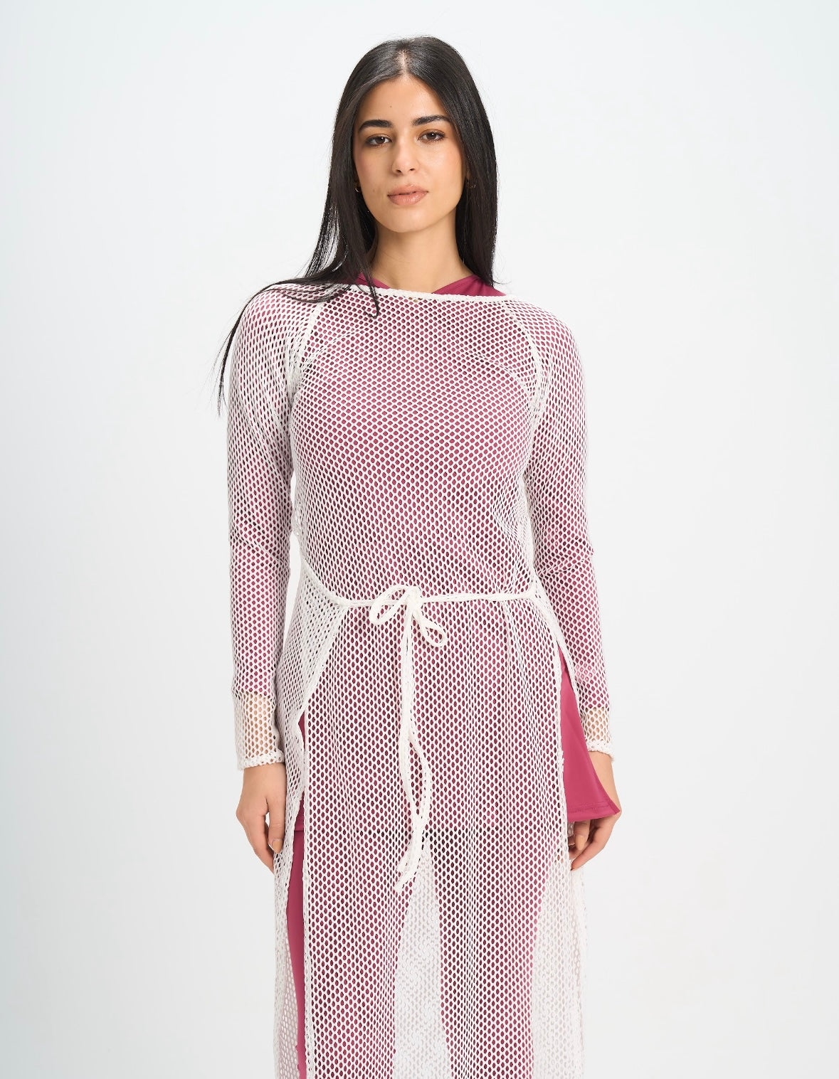 White Wrap Net Dress