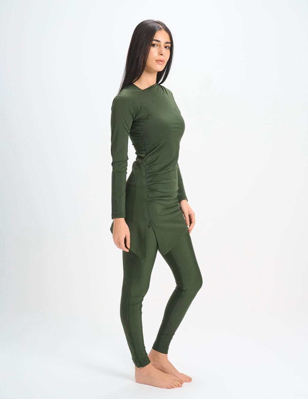 Drape Swim Top - Olive Green