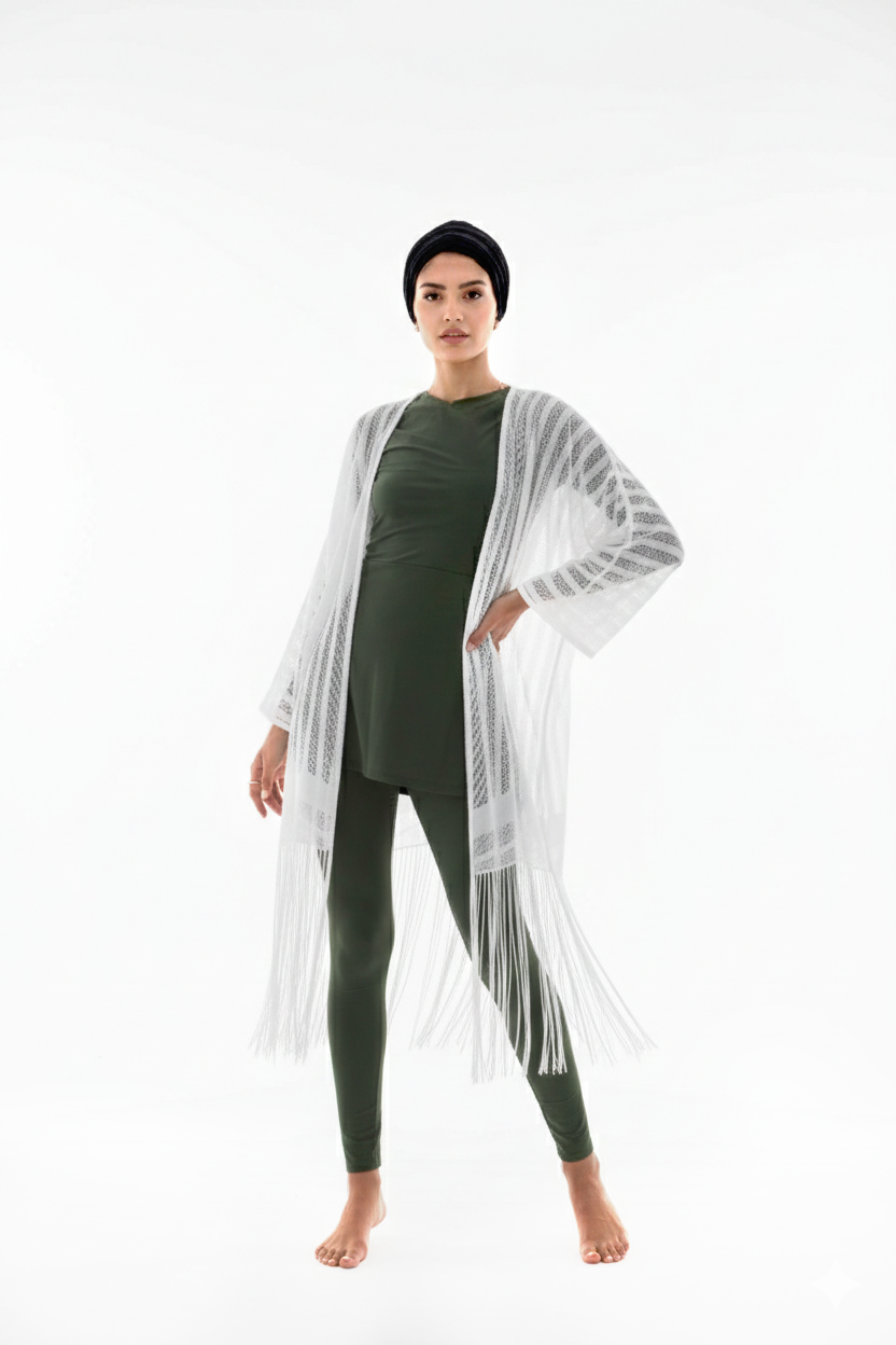 Fringed Kimono - White