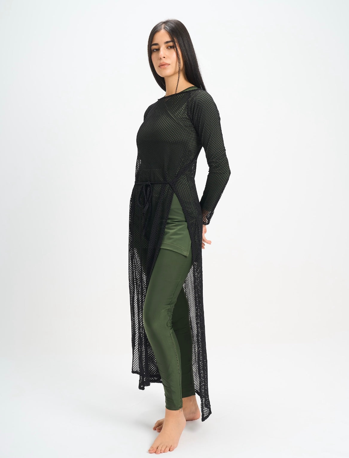 Black Wrap Net Dress