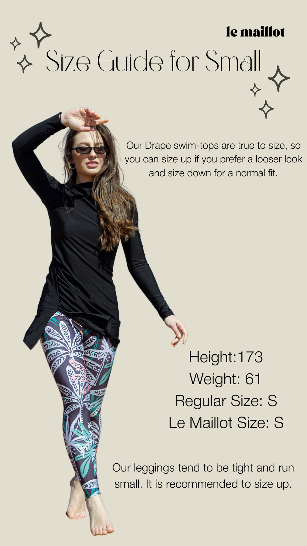 Swim Leggings - Olive Palm Leaves