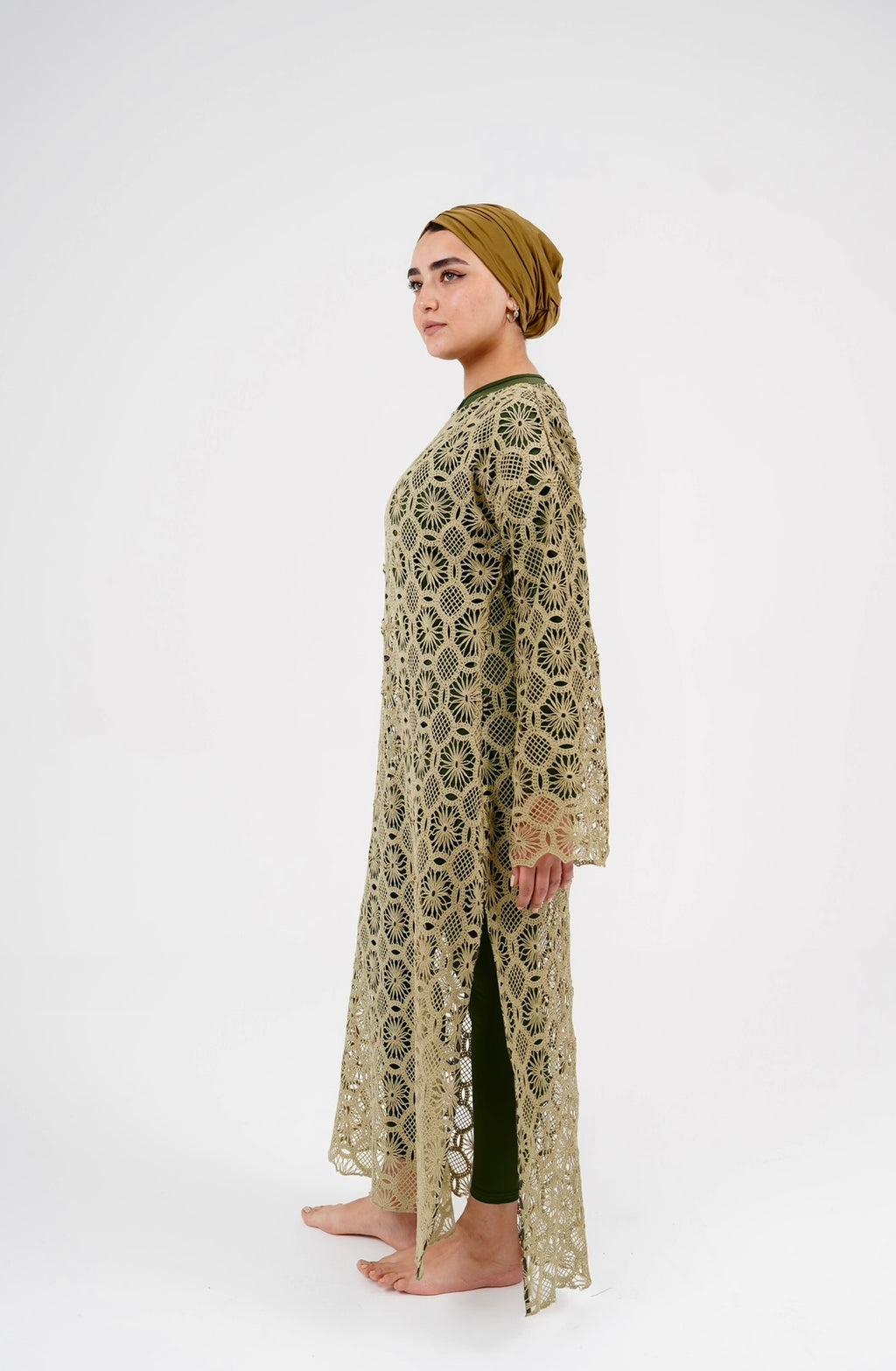 Crochet Dress - Pale olive