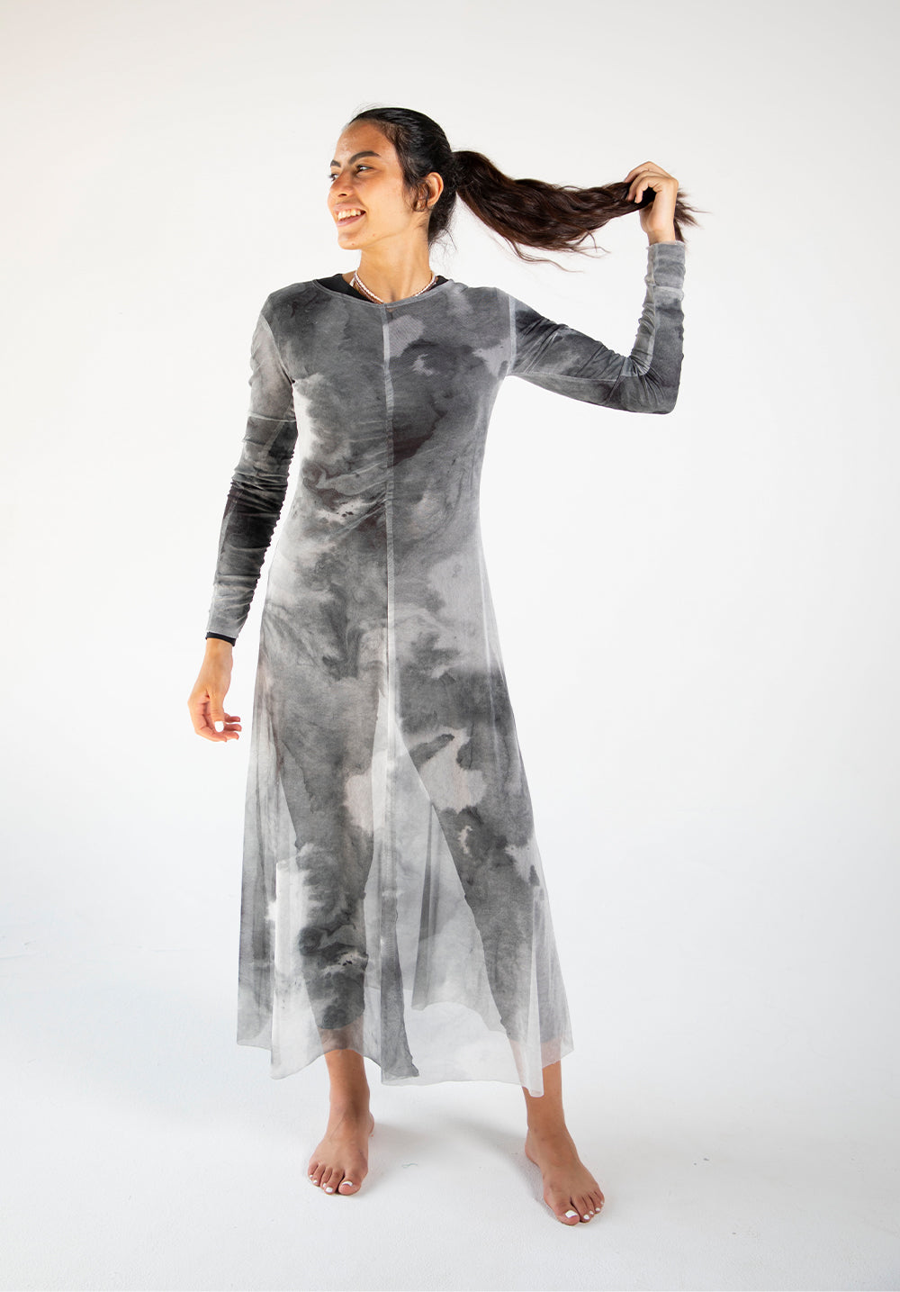 Marble Mesh Coverup - Grey