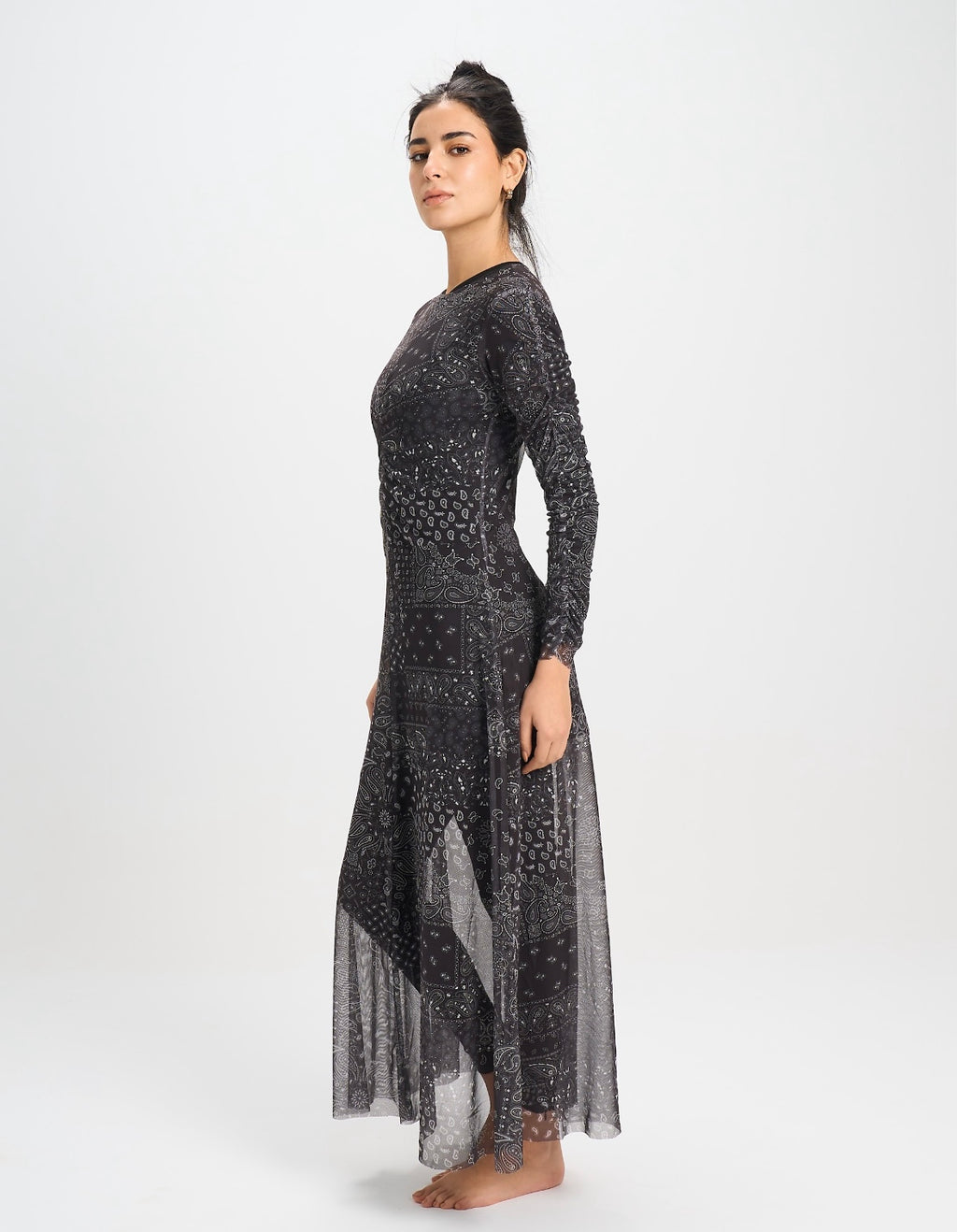 Paisley Mesh Dress - Black