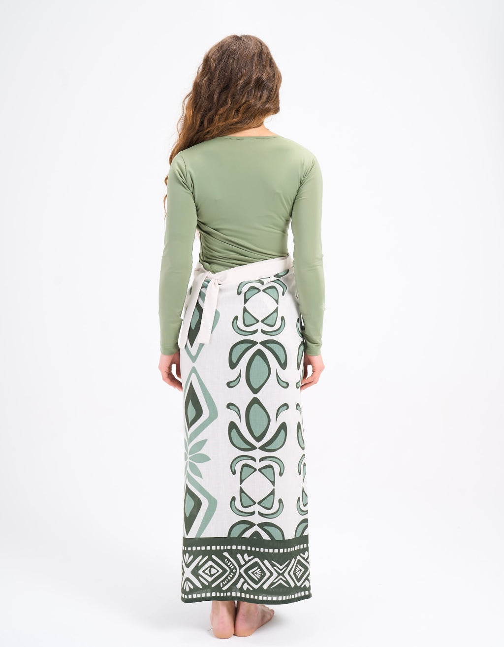 Linen Pareo - Petal diamond in olive