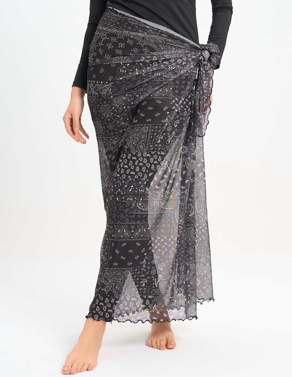 Paisley Mesh Wrap - Black