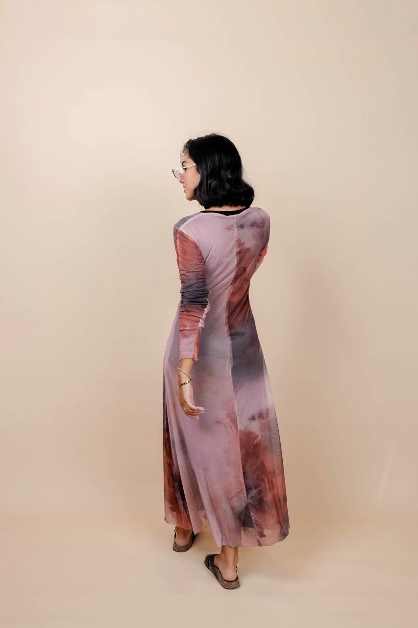 Marble Mesh Coverup - Coral
