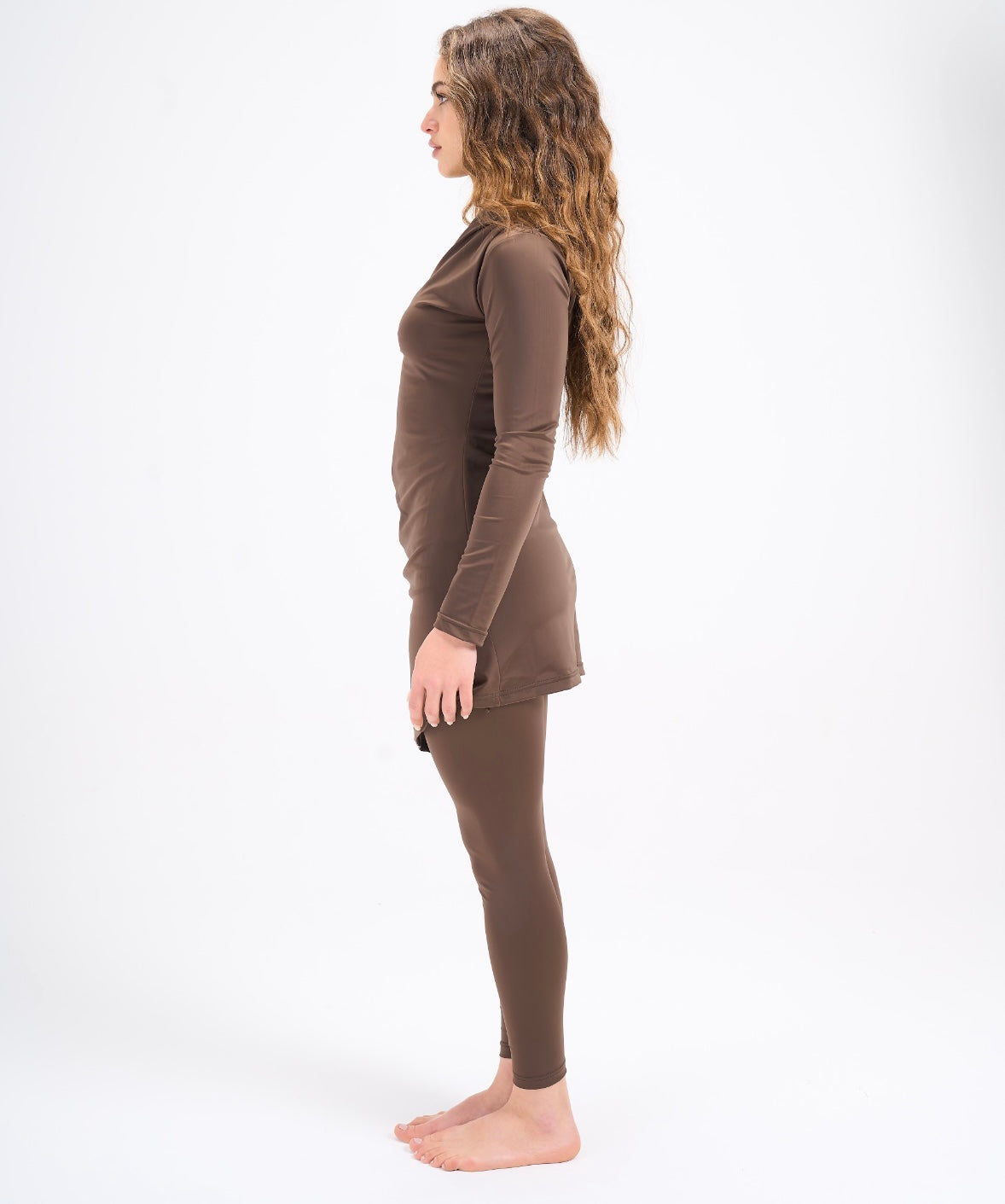 Drape Swim Top -Brown