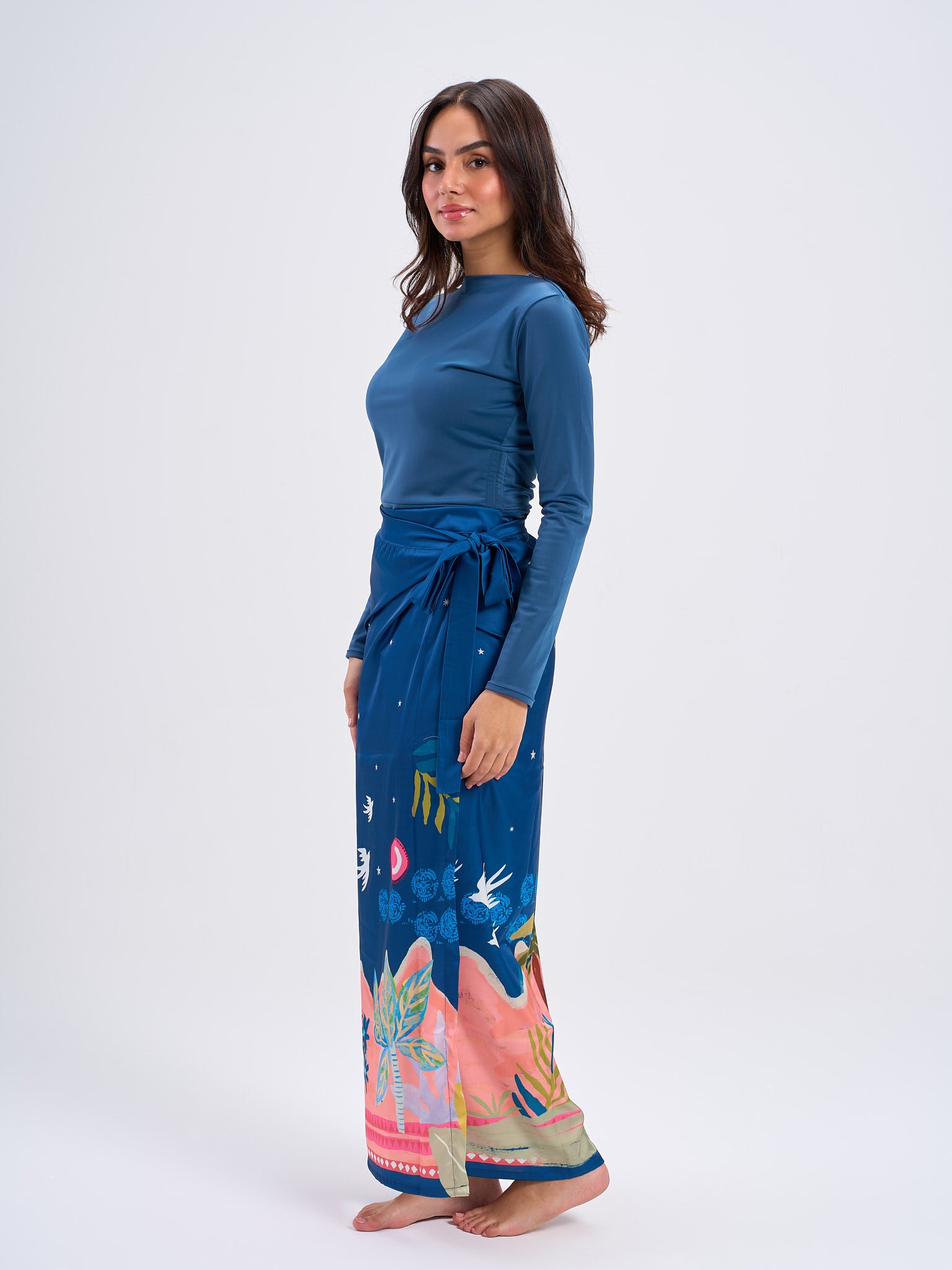 Oasis Satin Wrap -Blue