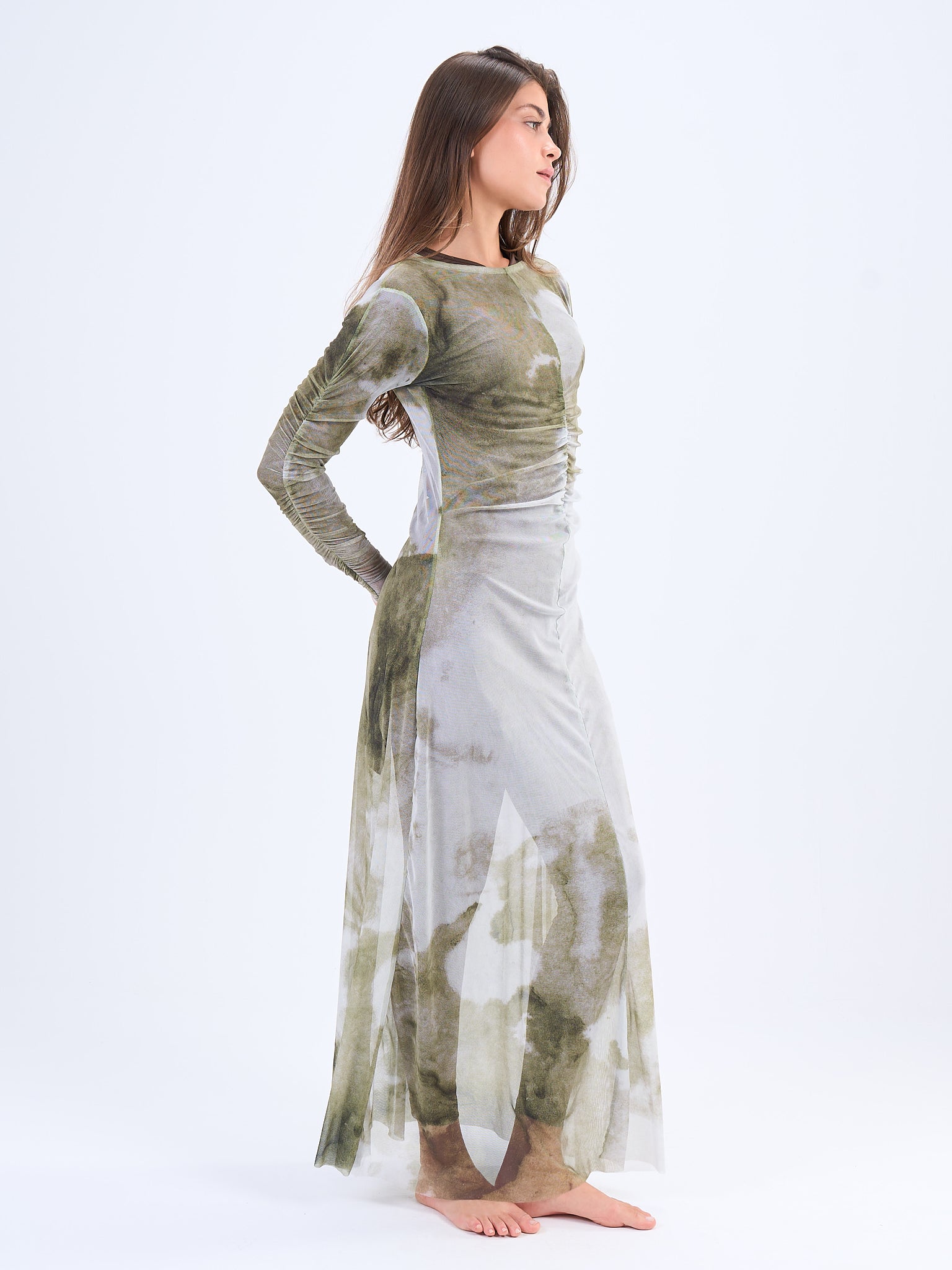 Marble Mesh Coverup - Olive Green