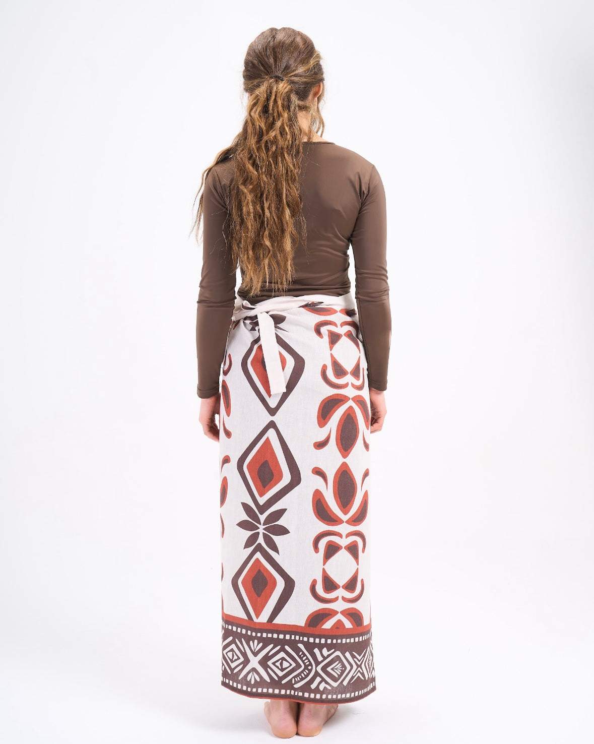 Linen Pareo - Petal diamond in brown