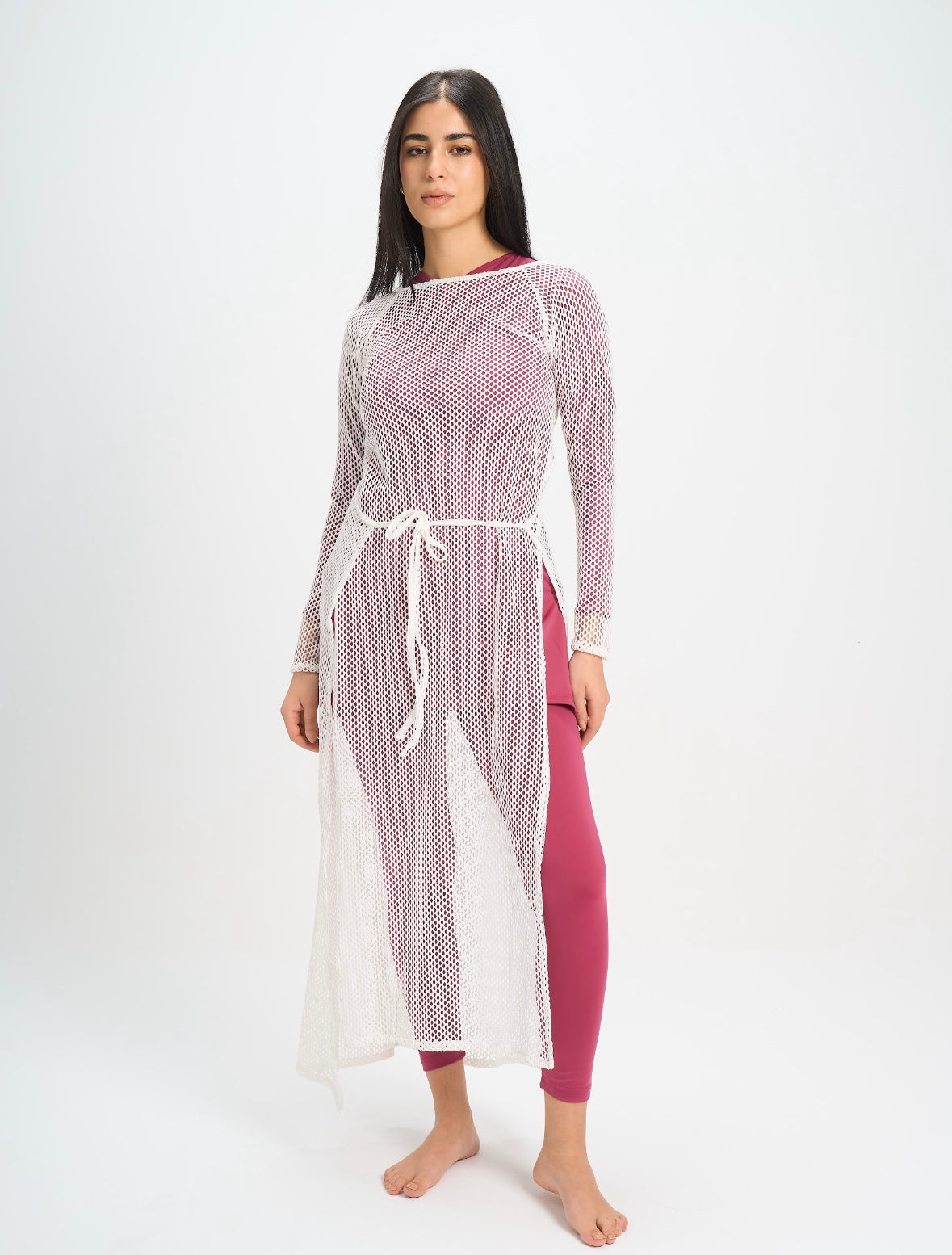 White Wrap Net Dress