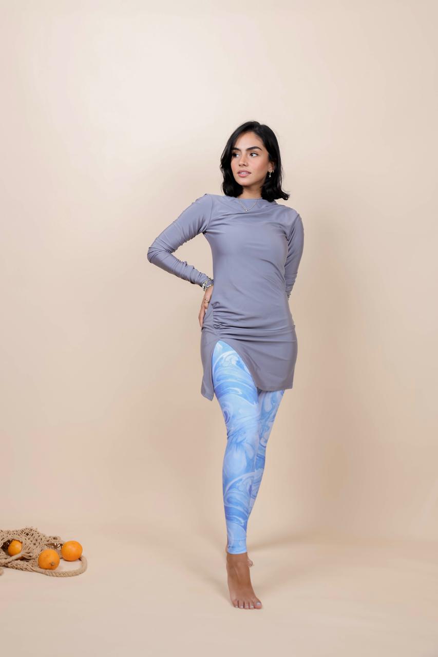 Swim Leggings - Marble Blue