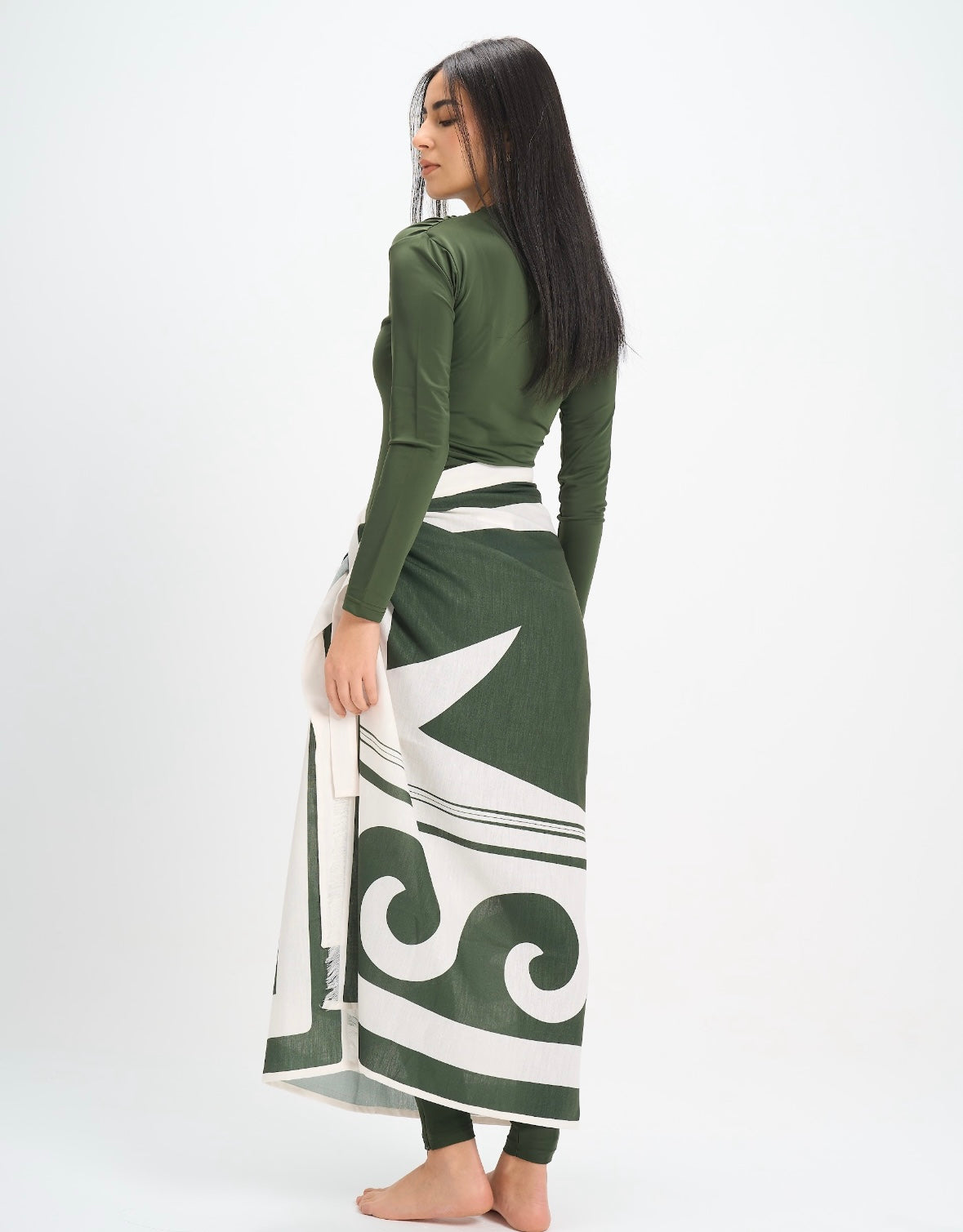 Linen Pareo - Olive Green