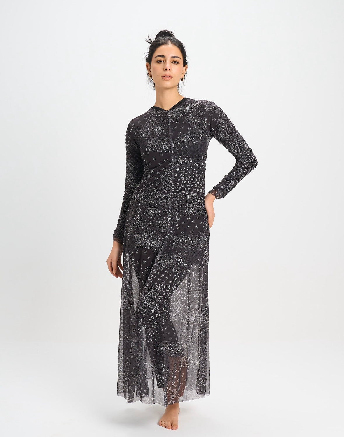Paisley Mesh Dress - Black