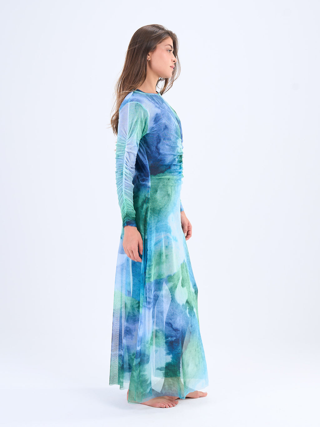 Marble Mesh Coverup - Cyan