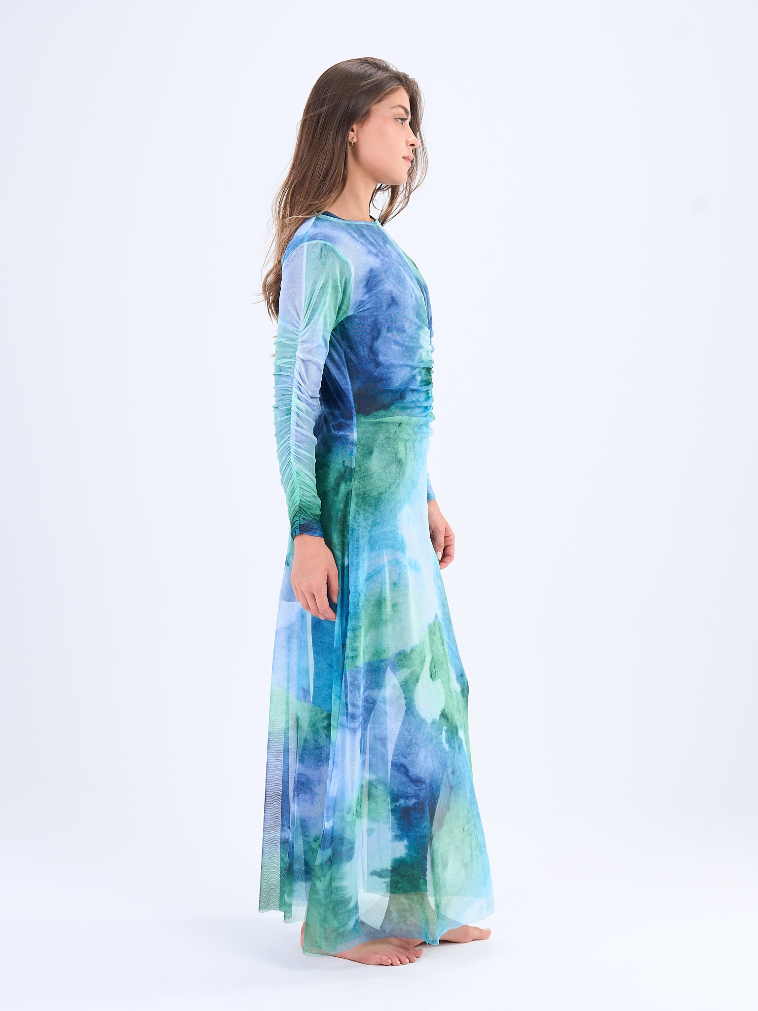 Marble Mesh Coverup - Cyan