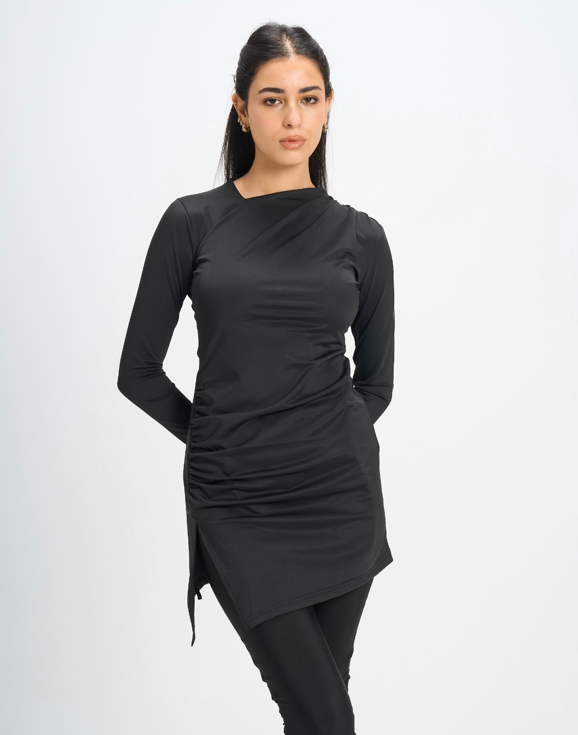 Drape Swim Top - Black