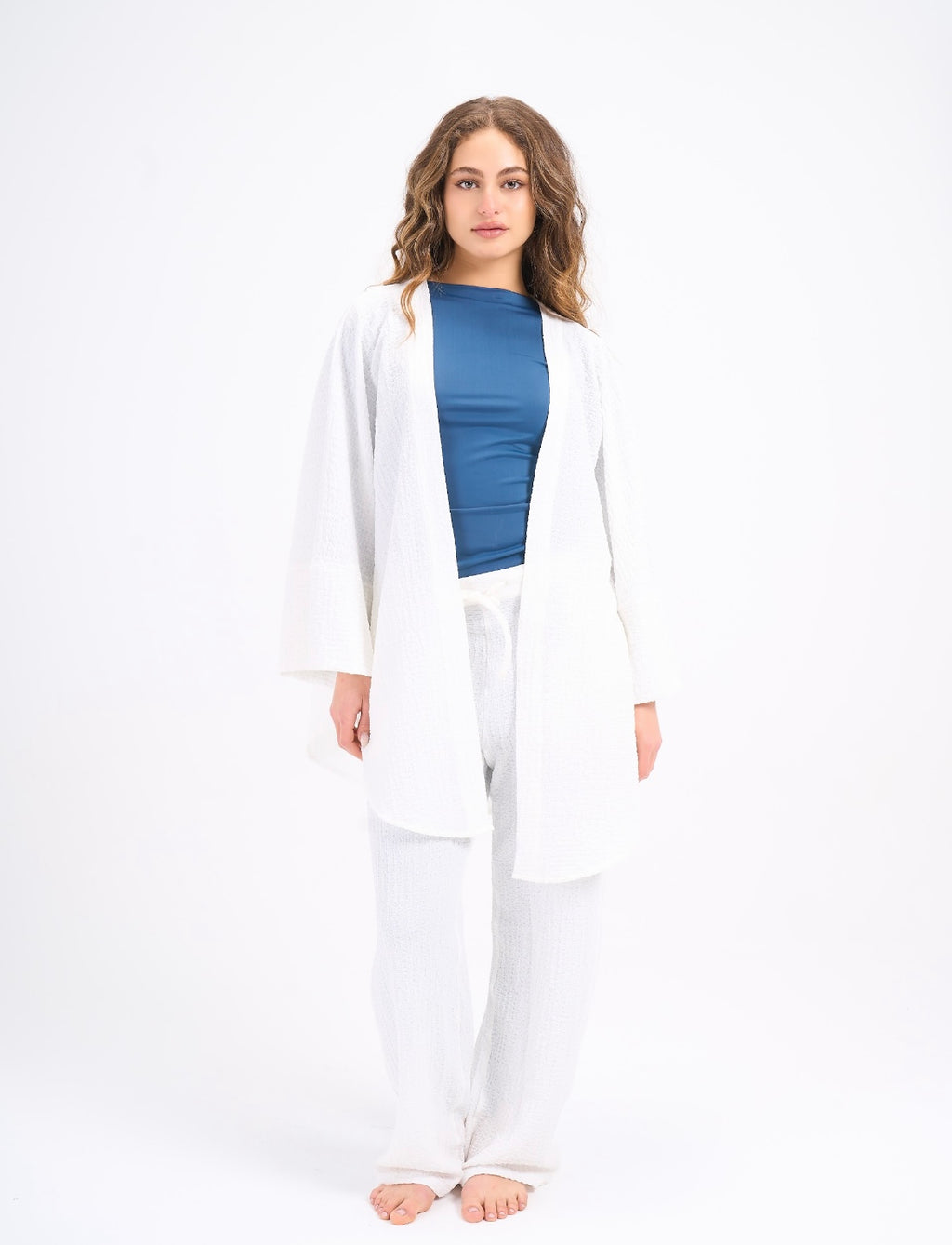 Crinkled kimono - White