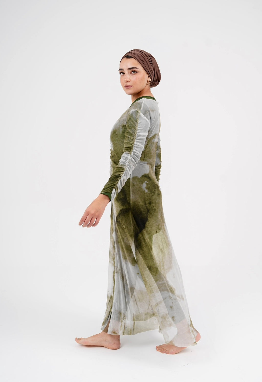 Marble Mesh Coverup - Olive Green