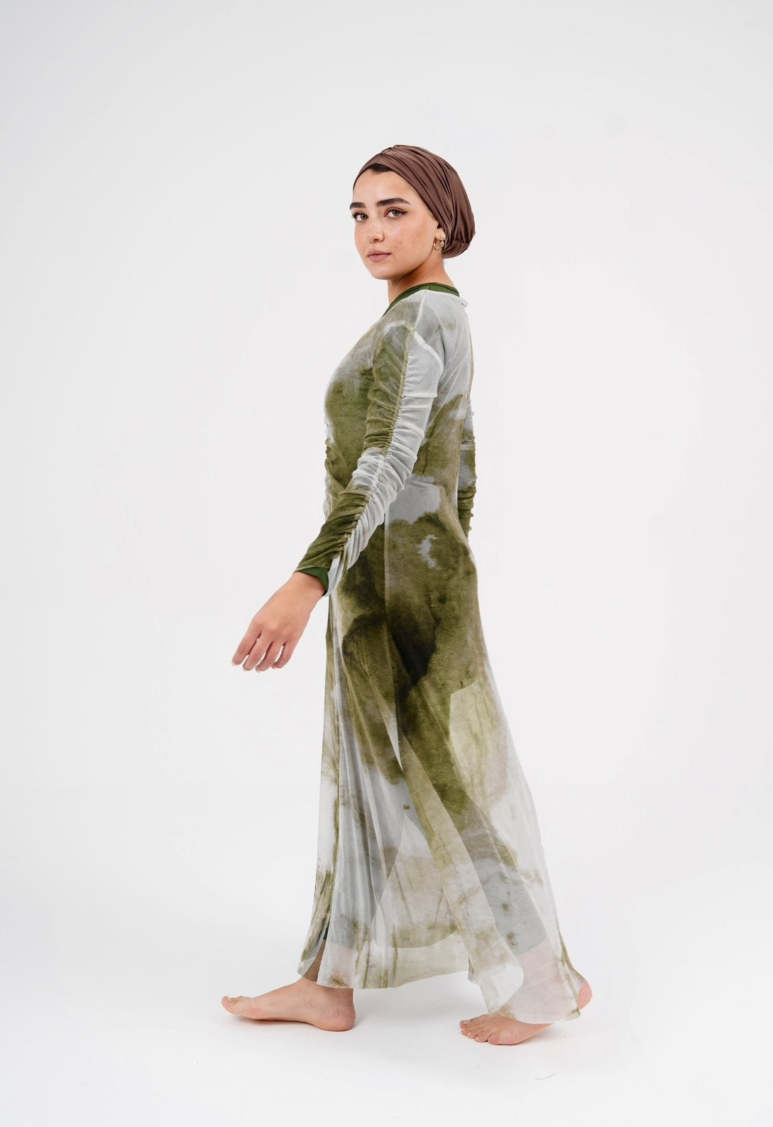 Marble Mesh Coverup - Olive Green