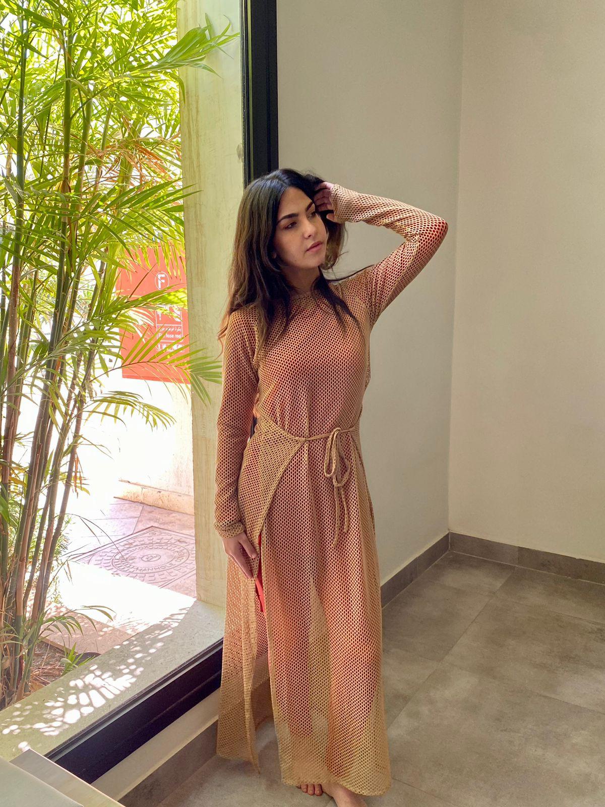 Golden Sand Wrap Dress