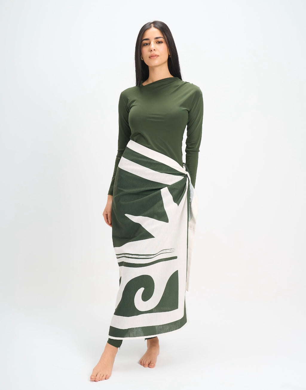 Linen Pareo - Olive Green