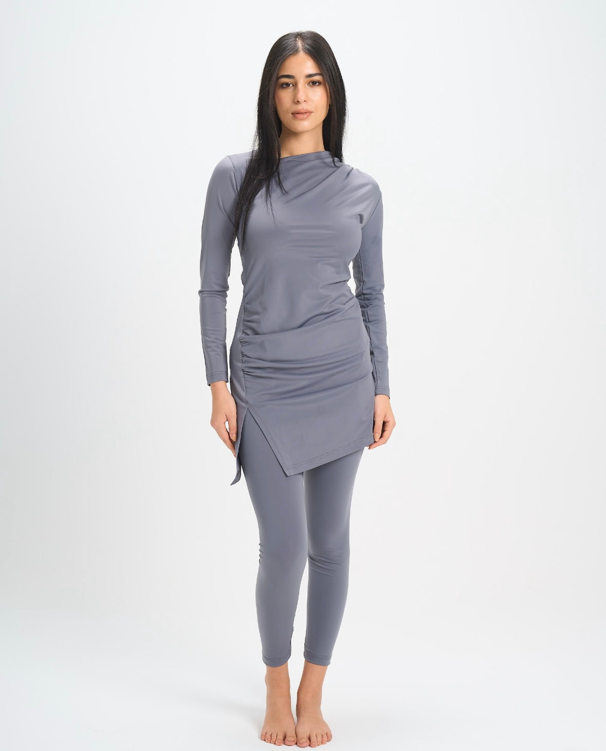 Drape Swim Top - Grey