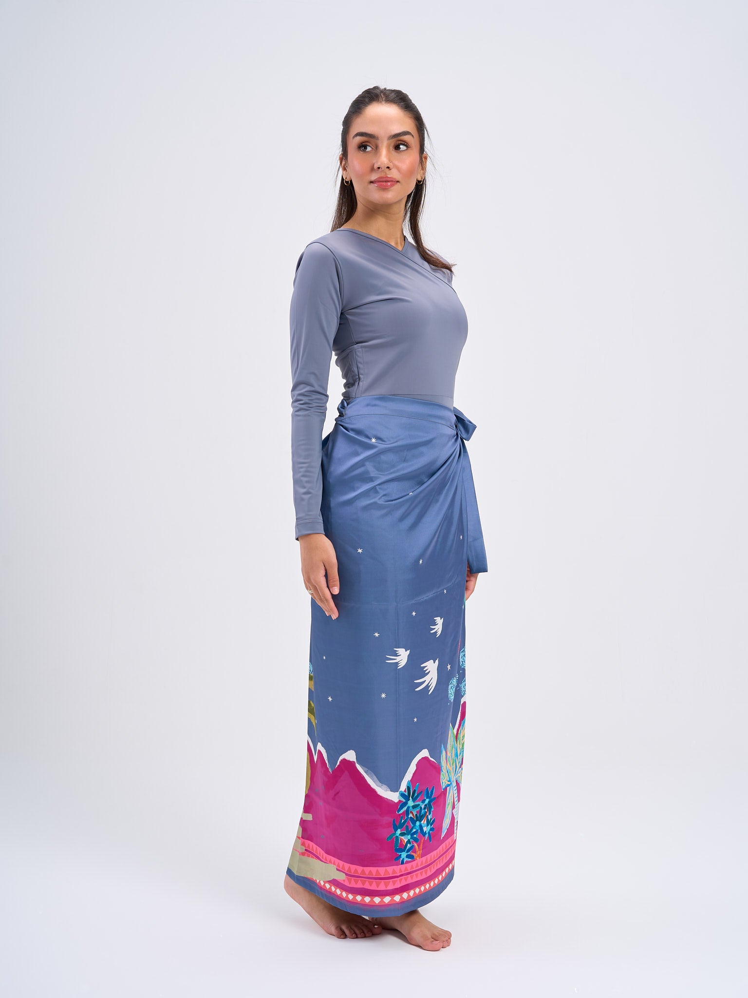 Oasis Satin Wrap - Grey
