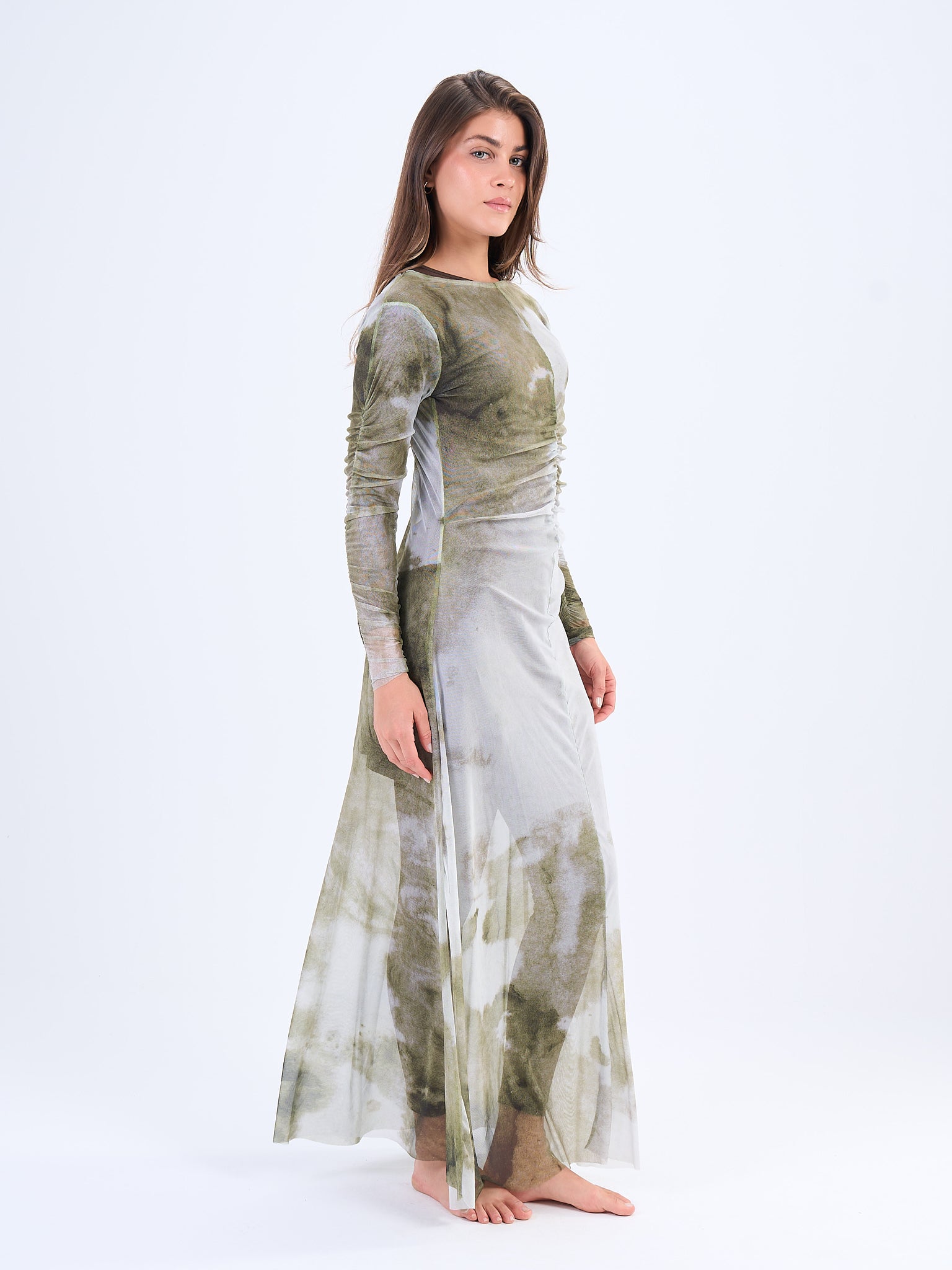 Marble Mesh Coverup - Olive Green
