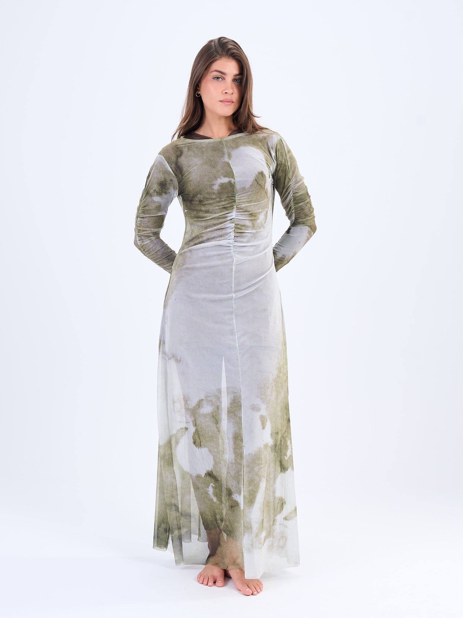 Marble Mesh Coverup - Olive Green
