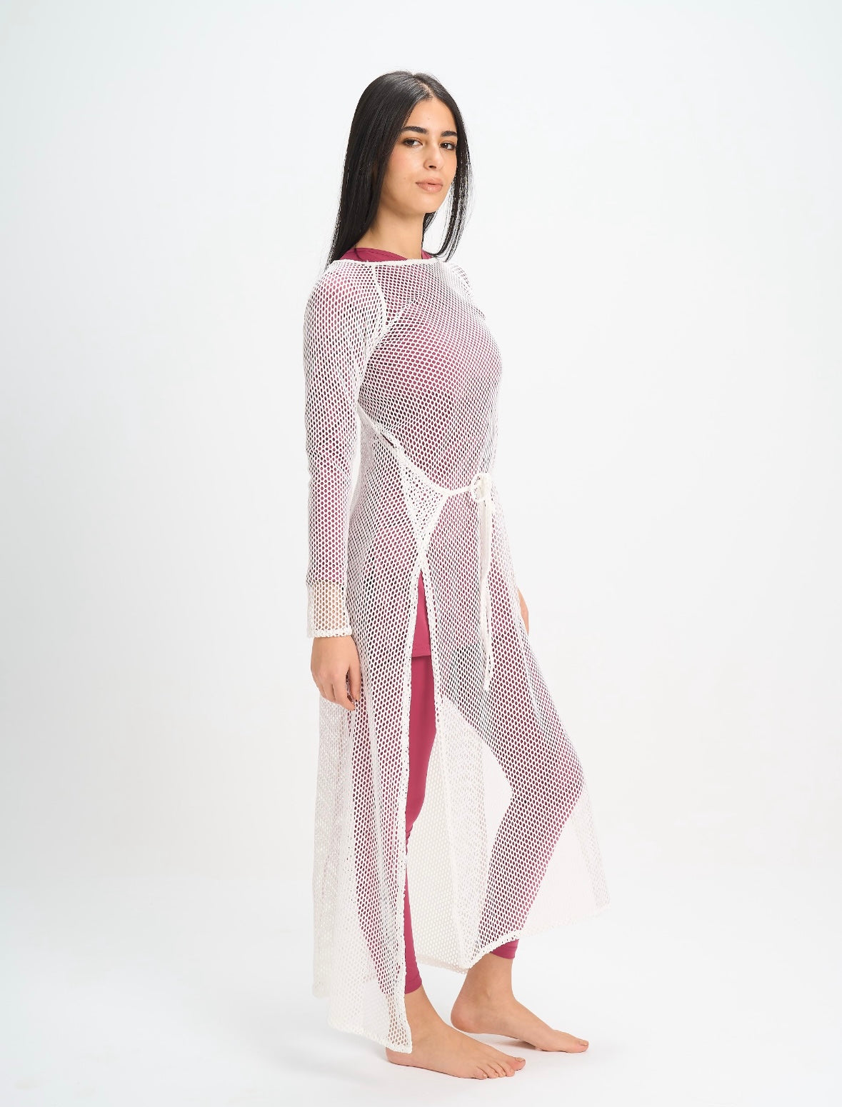 White Wrap Net Dress