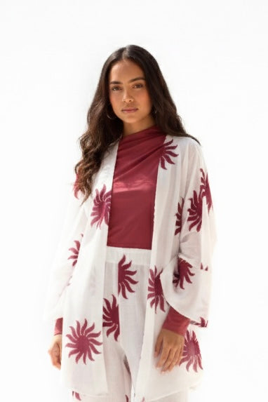 Soleil Linen Kimono - Ruby