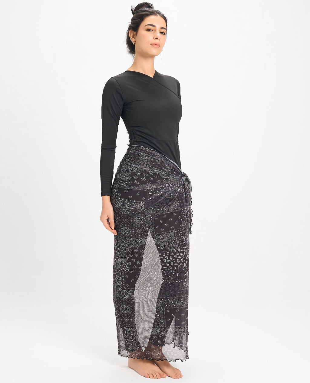 Paisley Mesh Wrap - Black