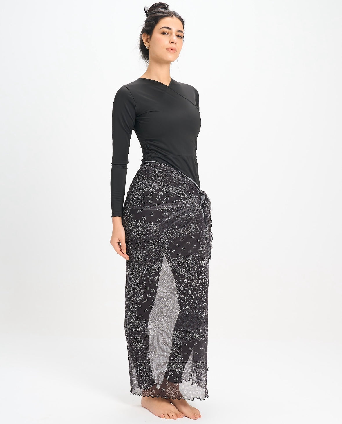 Paisley Mesh Wrap - Black